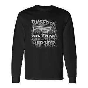 T-shirt à manches longues Hip Hop Old School, design Graffiti Rap, col rond unisexe, vêtements promotionnels pour adultes - Product Image 1