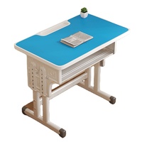 Table d'étude réglable de qualité supérieure 70x50cm, finition grain de bois avec étagère de rangement, mobilier scolaire pour la maison et la salle de classe