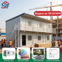 Casa Prefabricada de 2 Pisos, Dormitorio para Trabajadores de Obras, Campamento Modular, Alojamiento con Balcón y Escalera