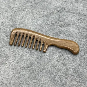 High quality handmade natural green sandalwood comb wide tooth comb for curly hair