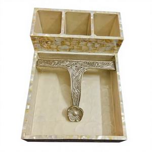 Support à couverts et mouchoirs en bois incrusté, style glamour, personnalisable, fait main, coquille de nacre, pour hôtels, restaurants et usage domestique - Product Image 1