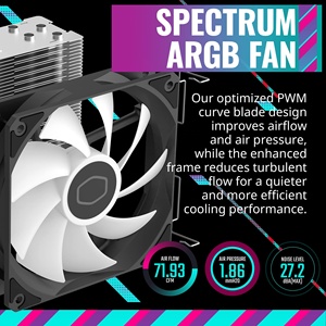 <span class=keywords><strong>Cooler</strong></span> <span class=keywords><strong>Master</strong></span> T400K CPU Refroidisseur d'air avec ventilateur PWM 120mm Contact direct 4 caloducs en cuivre ARGB Sync 152mm de haut Boîtier d'ordinateur - Product Image 5
