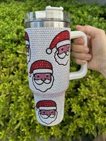 Gobelets isothermes en acier inoxydable écologiques de 40 oz, 33 couleurs, rose vif, avec strass, paille et poignée, pour Noël et les voyages