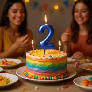 Vela Azul con el Número 2 para Fiestas, 6 cm, Decoración para Pasteles - Product Image 3