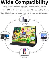 Moniteur portable AHXJKA 10,5 pouces 1920x1280 IPS avec étui en cuir, 60Hz, Plug & Play, Type C pour mobile, ordinateur portable, PC, téléphone, PS4, PS5, Switch