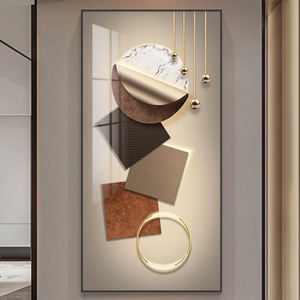 Peinture murale personnalisée en porcelaine de cristal, motif nature morte dorée, abstrait moderne, <span class=keywords><strong>cadre</strong></span> noir et or, décoration intérieure de luxe - Product Image 3