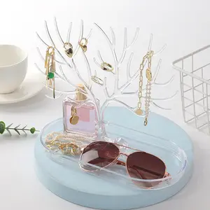 Coral Tree With Tray Home Jewelry Storage Rack Jewelry Hand Necklace Ring Earring Rack Stall Display Rack