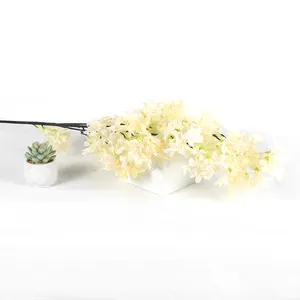 Simulação de flores artificiais para decoração de hotel, flores cruzadas para casamento, flores de cereja e lilás