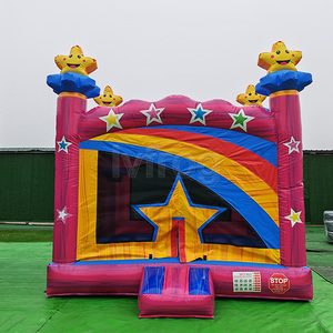 Château gonflable commercial Lvfrog 13x13 pieds, motif étoile et arc-en-ciel, durable, pour enfants, avec marchepied d'entrée - Product Image 2