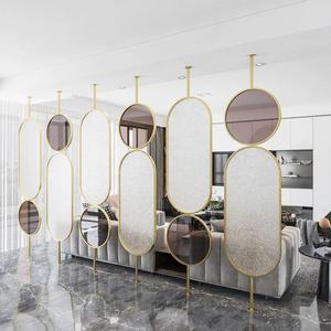 Panel Divisor de Vidrio con Marco Dorado Rosa para Privacidad de Oficina, Diseño Art Deco, Hecho de Metal, Marca <span class=keywords><strong>Homedeco</strong></span>, Modelo HDS-09 - Product Image 6