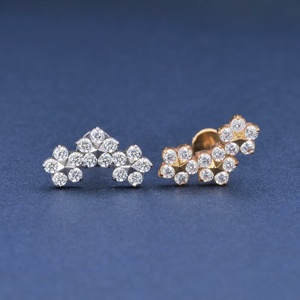 <span class=keywords><strong>CZ</strong></span> nội bộ ren labret bài G23 Titan cơ thể đồ trang sức Titan piercing ASTM F 136 ba hoa cong hoa hình dạng - Product Image 2