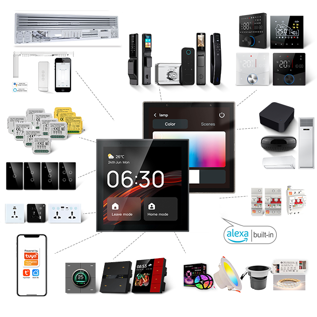 TUOAN 4 Inch Screen Tuya Smart Home Gateway Alexa Sound Control Panel Linux Zigbee Gateway Support English French Spanish German