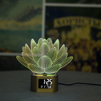 Base d'horloge dessin animé Base de lampe à LED 3D Illusion acrylique automatique Dimmable Touch Base de veilleuse noire
