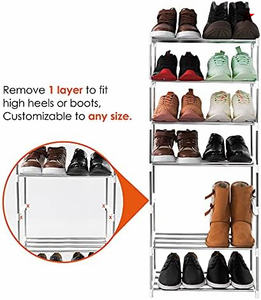 Armoire à chaussures moderne en plastique PP et tube de fer, porte-chaussures à 5 niveaux - Product Image 2