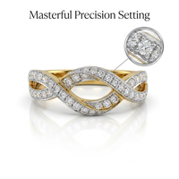 Cincin Berlian Simpul Infinity Emas Putih Kuning 18K Solid Pesanan Khusus dengan Pengaturan Micro Pave yang Terjalin, Perhiasan Mewah Buatan Khusus