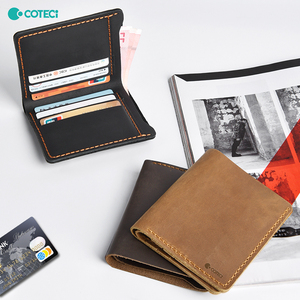 COTECi-Porte-cartes et porte-monnaie classique et mince en cuir <span class=keywords><strong>de</strong></span> cheval véritable avec logo ouvert Accessoire <span class=keywords><strong>simple</strong></span> d'affaires et <span class=keywords><strong>de</strong></span> voyage - Product Image 3