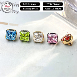 Pendientes Cuadrados <span class=keywords><strong>de</strong></span> Titanio ASTM F136 Freya con Circonitas Cúbicas para Cartílago y Hélix, Joyería Hipoalergénica Multicolor para Piercing Corporal - Product Image 1