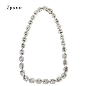 カスタムストランドチェーンジルコン無料サンプルOEMローズゴールドメッキヒップホップチョーカーネックレスベゼルセットギフト用 - Product Image 2