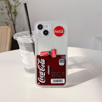 Casing ponsel desain kreatif untuk iPhone 16 Pro Max 15 14 13 12 11, casing pasir apung cair Cola mengambang