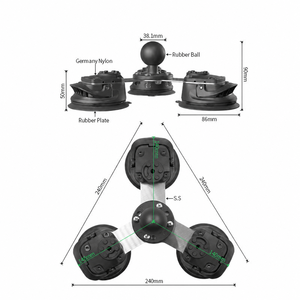 Soporte de ventosa triple de alta resistencia Velpaw con bola reforzada de tamaño C de 1.5 pulgadas, base para tabletas y GPS sin perforación para camiones y autocaravanas - Product Image 3