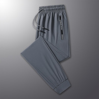 Pantalon de survêtement décontracté d'été pour homme, séchage rapide, respirant, grande taille, en soie glacée