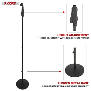 Support de Microphone Universel à Hauteur Réglable, Adaptateur Fileté 5/8, Base de 35, 57 Pouces, Clip à 3 Fils, Réglage Rapide, 2 Pièces - Product Image 4
