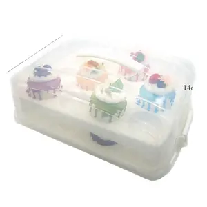 Transportador de cupcake-2 camadas de bolo, corier caddy pastelaria, recipiente de plástico portátil, para transporte de 24 ranhuras-grande