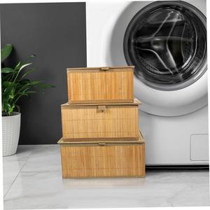 Hot Selling Foldable Storage <b>Hamper</b> Bamboo Laundry Basket with Removable Bamboo Lids - Product Image 3