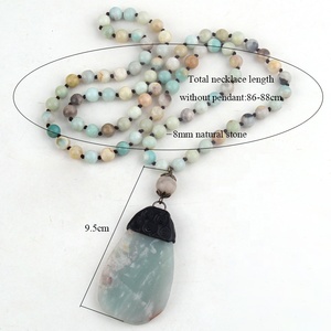 Nieuwe ontwerp lange geknoopte sieraden Amazoniet India Agaat steen ketting Agaat soldaat hanger steen hanger ketting - Product Image 3