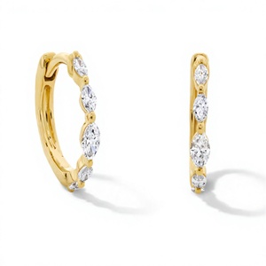 Nueva Colección de Aretes de Aro con Diamantes de Corte Marquesa Chapados en Oro de 18K y 14K para Regalo de Joyería Nupcial, Aretes de Aro Finos Unisex - Product Image 6
