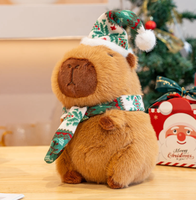 Nouvelle Peluche Capybara en Fourrure de Rat d'Eau pour Noël - Décoration de Noël, Cadeau Festif, Poupée Transfrontalière