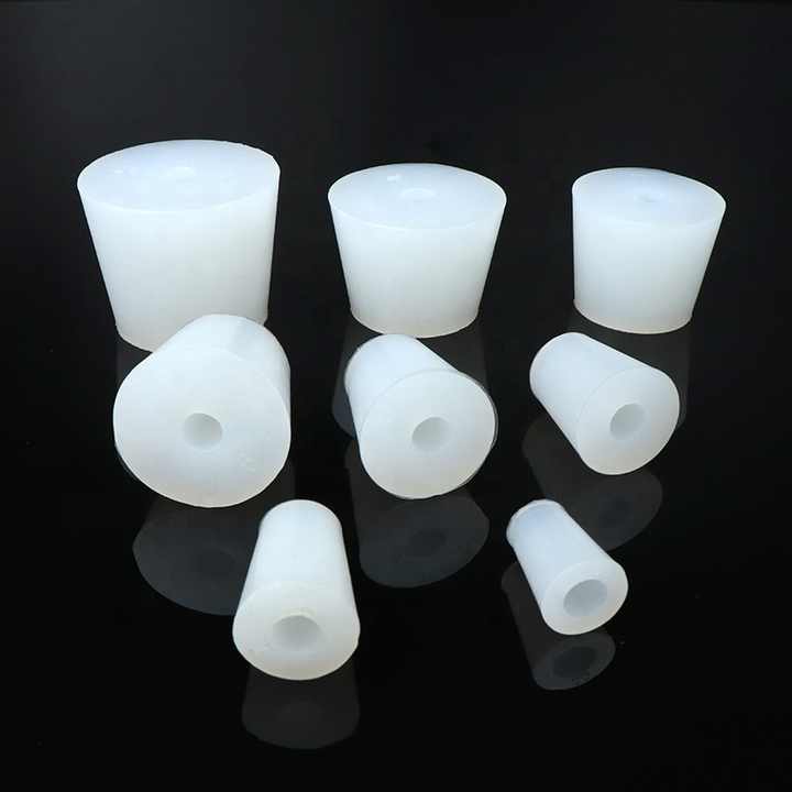 Uxcell 4 Pcs 2-Hole Rubber Stopper, Tapered Lab Seal Tube