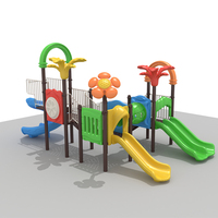 Équipement de terrain de jeux extérieur commercial, grand château en plastique avec toboggan, structure de jeu pour parc d'attractions pour enfants à vendre