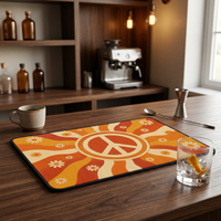 Tapis de pique-nique rétro avec signe de paix des années 70, tapis de table Sunburst, imperméable, antidérapant, utilisation multi-scènes