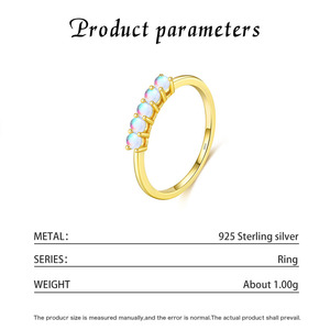 S925 <b>Silver</b> Women's <b>Opal</b> <b>Ring</b> 22K Gold Plated Minimalist Gemstone Prong Setting Everyday versatile perfect Wear - Product Image 2