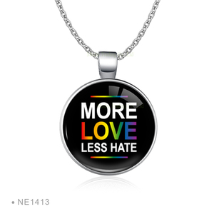 Collar con Colgante de Cabujón de Cristal con Diseño de Bandera LGBT Orgullo Amor Más Poco Miedo, Venta al por Mayor de Fabricante - Product Image 2