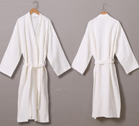Robe de chambre élégante et luxueuse pour femme, 100 % coton, thermique, unie, à manches longues, longueur genou, douce, décontractée, pour la piscine