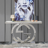 Meubles minimalistes italiens de décoration d'intérieur Table de couloir Table console en marbre Table console en acier inoxydable avec miroir