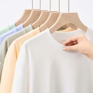 Ropa básica de alta calidad, camisetas de algodón Pima de gran tamaño de verano de Color sólido para mujer, ropa informal - Product Image 2