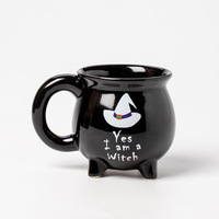 Mug en grès noir en forme de chaudron de sorcière, Mug en céramique chaudron de sorcière, Décoration d'intérieur sorcière, Cadeau magique
