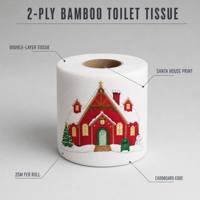 Papier toilette en bambou à thème de Noël, 2 plis, 25 m, rouleau de papier toilette imprimé fantaisie