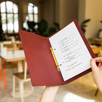 Sampul Menu Kulit PU Personalisasi Dengan Binder, Penyangga Menu Restoran untuk Makanan & Minuman, Penyangga Menu Kafe Bar, Buku Menu
