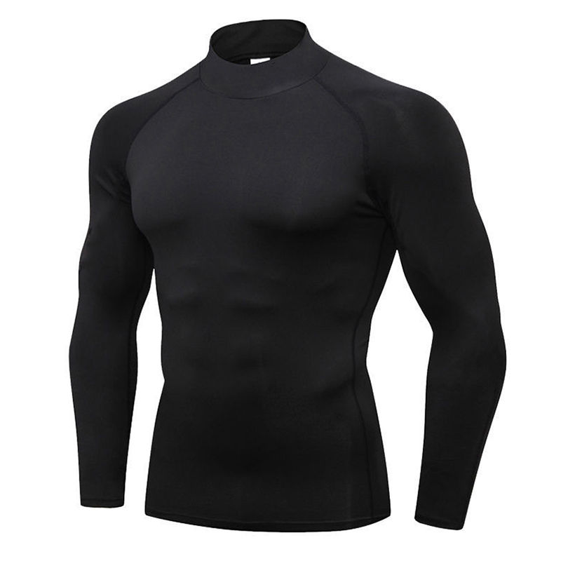 Camisetas Deportivas Camiseta Cuello Alto Negra Hombre Camisetas