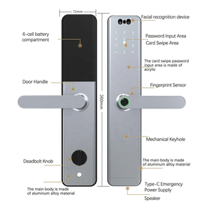 สมาร์ทล็อคประตู <span class=keywords><strong>TTLock</strong></span>/แอป <span class=keywords><strong>Tuya</strong></span> ไบโอเมตริกซ์ ลายนิ้วมือ จดจำใบหน้า รหัสผ่าน กุญแจ สมาร์ทการ์ด จัดเก็บข้อมูลบนคลาวด์ ประตูกระจก - Product Image 5
