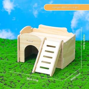 <span class=keywords><strong>Maison</strong></span> pour hamster en bois artisanale, design moderne, avec plateforme de course, habitat sûr pour petits animaux, pour hamsters et gerbilles - Product Image 3