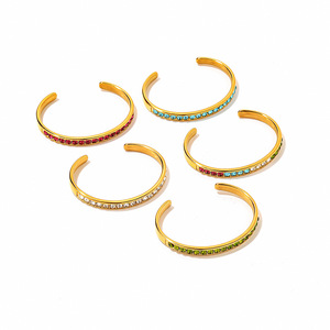 Pulseras de cristal para mujer, brazalete chapado en oro con diamantes de imitación, joyería de uso diario YB8 - Product Image 4