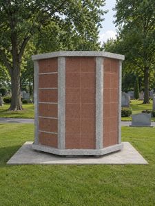 Columbario de Granito para Cementerio, Estilo Americano Tradicional, Monumento de Piedra Roja y Gris - Product Image 2