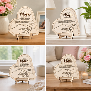 Plaque de remerciement en forme de cœur en bois pour maman, avec nom et citation personnalisables, artisanat fait main pour la fête des mères, souvenir - Product Image 5