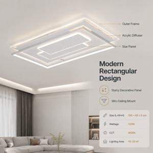 Modern <b>Led</b> Acrylic Iron <b>Ceiling</b> Lamp 240W Remote Control <b>Dimmable</b> Tri Color Surface Mount For Living Room Bedroom - Product Image 2