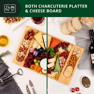 Ensemble de planches à fromage en bois de bambou avec tiroir, plateau de service pour fromage, pizza et pain, lavage à la main uniquement - Product Image 2